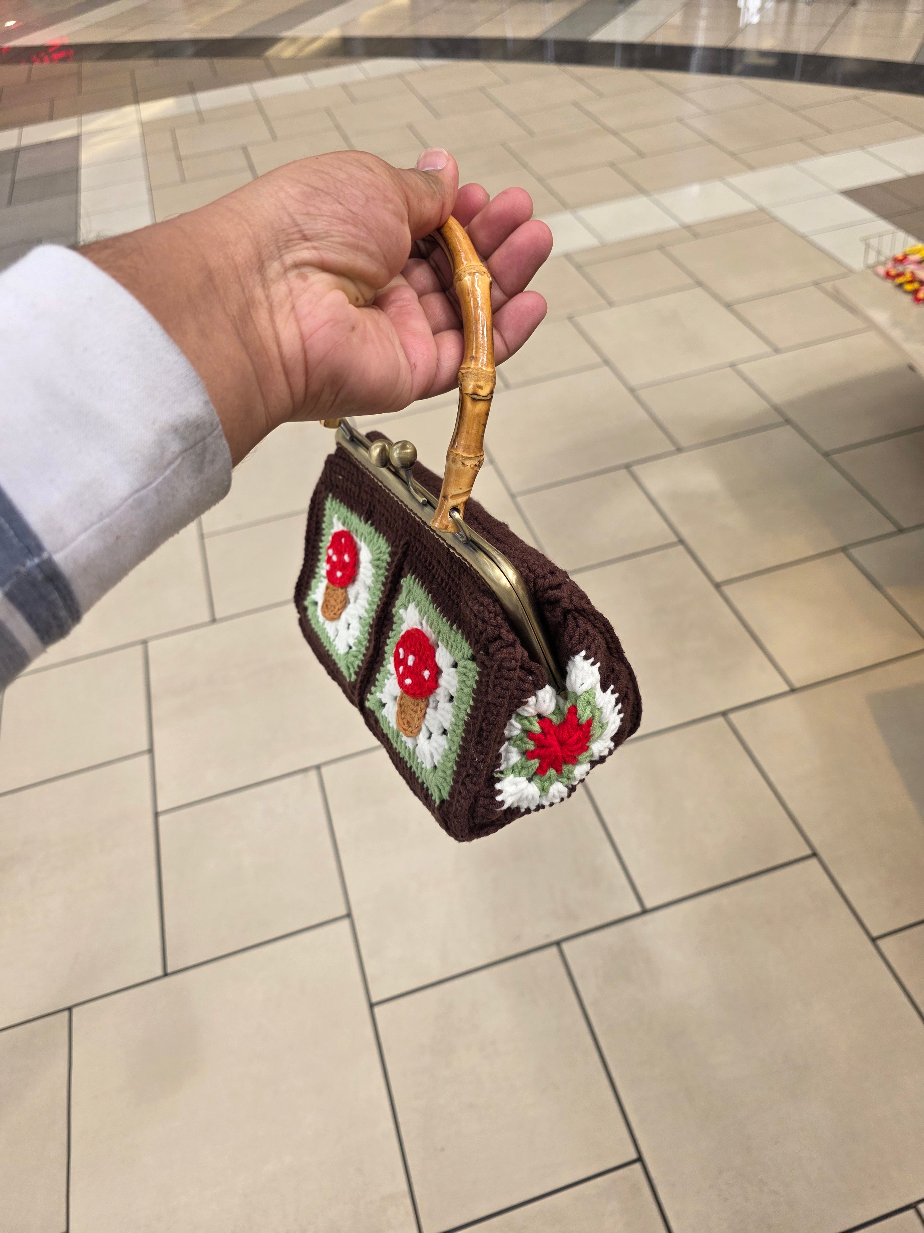 Mushroom crochet purse