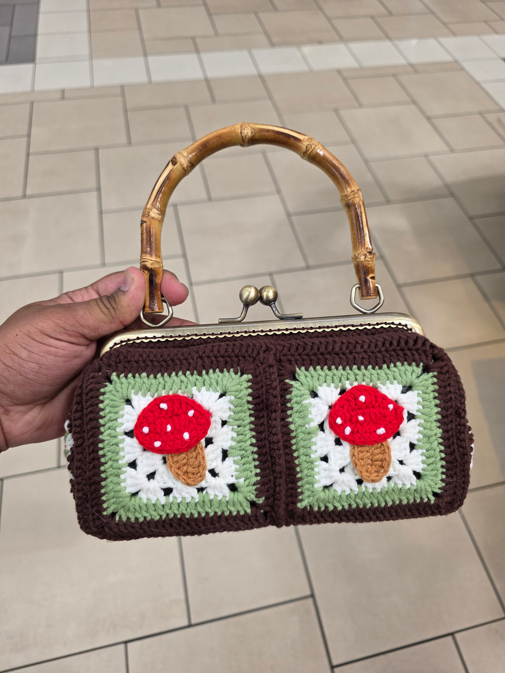 Mushroom crochet purse