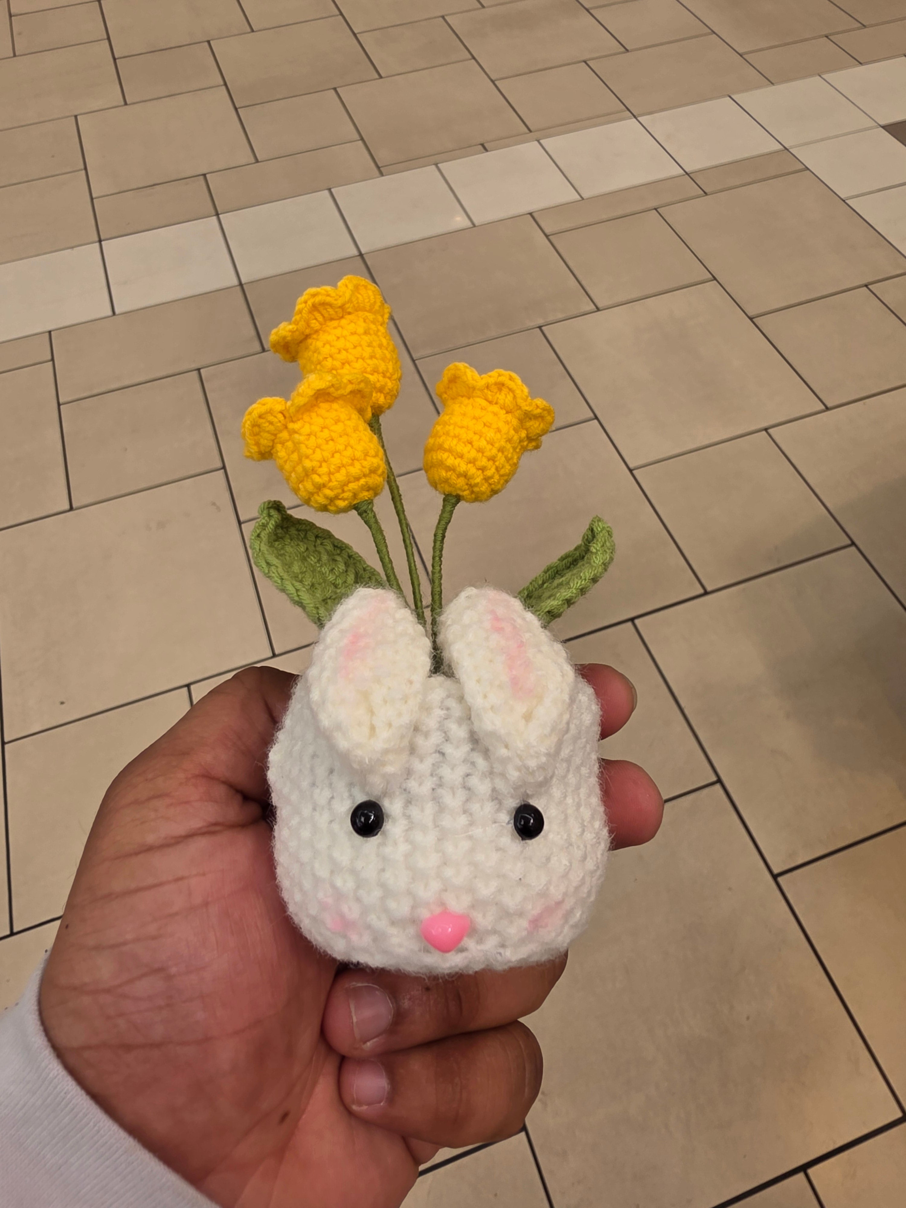 Crochet bunny pot