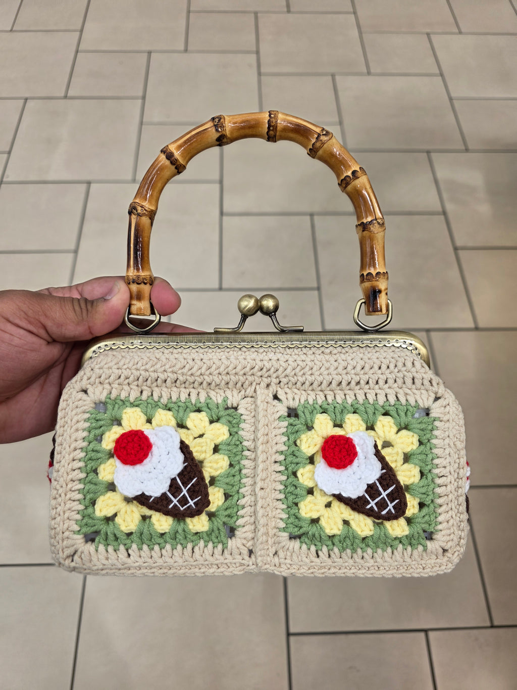 Icecream crochet purse